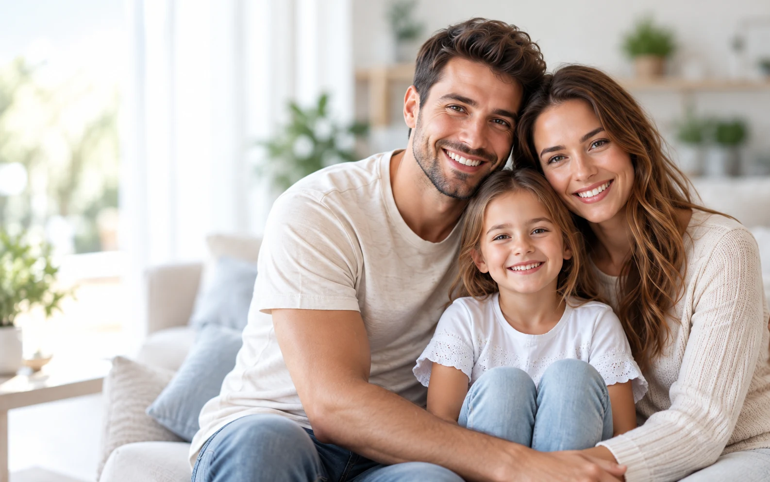 Famille souriante pour mutuelle santé